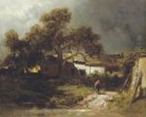 Alte Bauernhauser: Rural Landscape by Carl Spitzweg