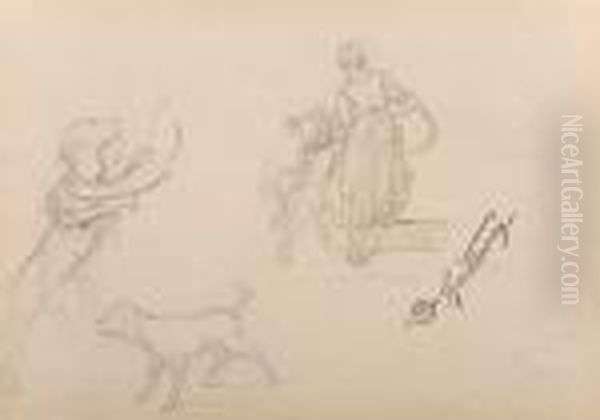 Double-sided Sheet Of Studies With A Portrait Of A Cellist Inprofile - view 1