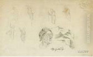 Studie Von Bewegungen, Draperie Und Der Busteeines Alteren Mannes Mit Hut by Carl Spitzweg
