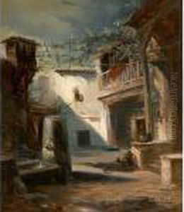 Der Albergohof Resina In Der Strada In Neapel by Carl Spitzweg