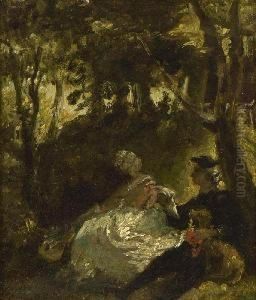 Sitzendes Paar Im Wald. by Carl Spitzweg