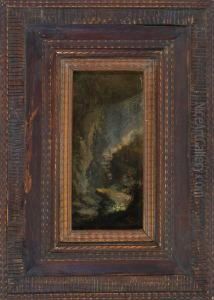Drei Schmuggler In Einer Felsenschlucht by Carl Spitzweg