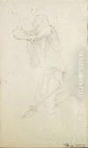Studies Of A Guard Commander. 
Pencil On Paper, Stamp Of The Artist's Estate, Verso Study Of A Kneeling
 Man, Stamp Of The Artist's Estate by Carl Spitzweg
