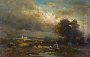 Landschaft Mit Aufziehendem Gewitter. by Carl Spitzweg