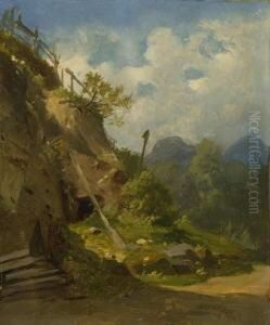 Der Bergwerkstollen. by Carl Spitzweg