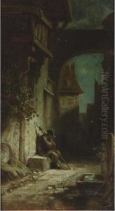 Eingeshlafener Nachtwachter: Sleeping Night Watchman by Carl Spitzweg