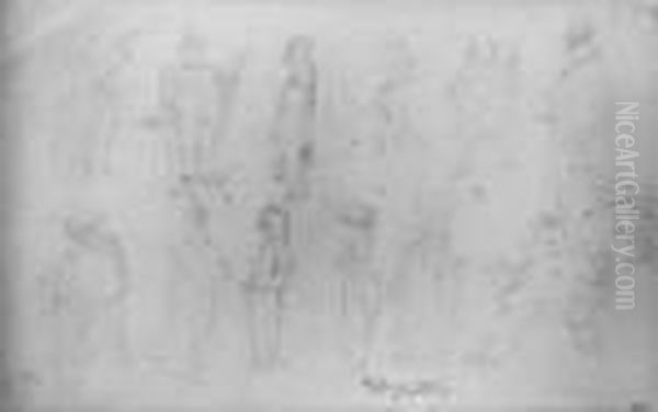 Skizzenblatt Mit Zwolf Grotesken Figuren - view 1