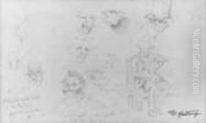 Skizzenblatt Mit Figurenstudien Und Einer Tierstudie by Carl Spitzweg