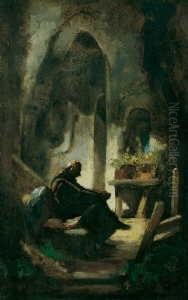 Ein Gahnender Klausner. by Carl Spitzweg