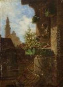 Die Dachstube. by Carl Spitzweg