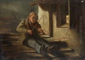 Der Geiger Auf Dem Dach. by Carl Spitzweg