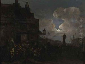 A fruit market in Rotterdam, at night
