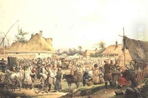 Village Fair in the Ukraine, 1836 by Vasily Ivanovich (Wilhelm) Sternberg