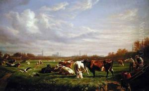 Meadow with the Town of Dammtor Behind, 1856 Meadow with the Town of Dammtor Behind, 1856