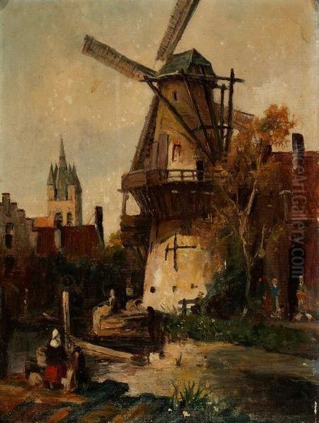 Townscape With Windmill - view 1