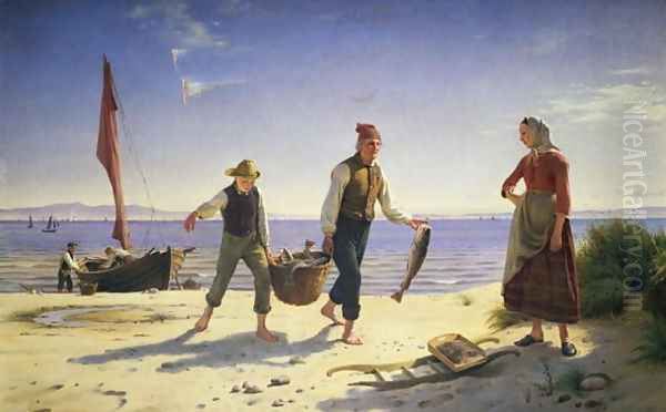 Landing the catch, Hornhaek beach, 1858 - view 1
