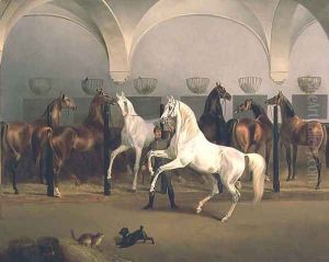 The Stables at Babolna, 1849 by Otto Stotz