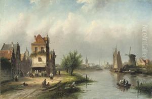 A Riverside Town In Summer