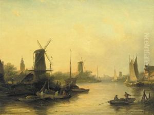 Sunset Over A Dutch Waterway
