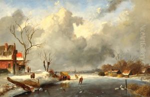 Ice Skaters On A Frozenriver