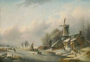 Hollandische Winterlandschaft. by Jan Jacob Coenraad Spohler