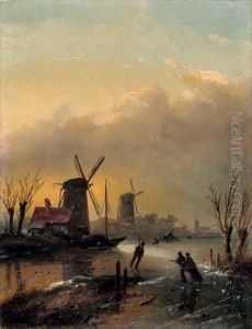 Skating At Sunset by Jan Jacob Coenraad Spohler