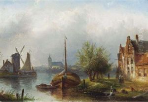 A Summer Landscape With Figures By A River thumbnail