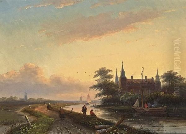 Anglers In A River Landscape - view 1