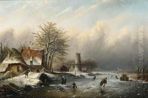 Winter Landscape With Figures On The Ice