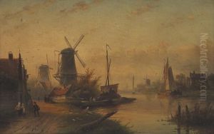 A Dutch Fishing Village by Jan Jacob Coenraad Spohler