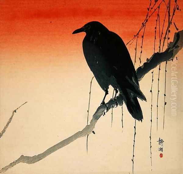 Crow on a Willow Branch, early 1900s - view 1