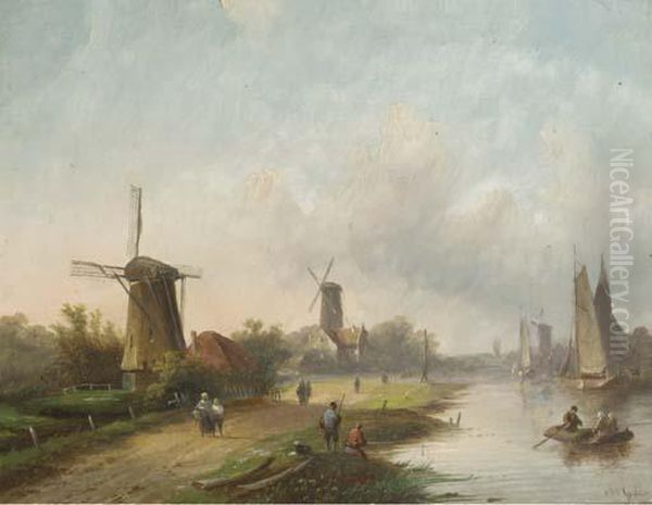 Summer: Windmills Along A River - view 1