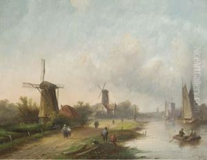 Summer: Windmills Along A River