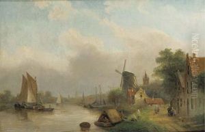 Shipping On A River By A Village Shipping On A River By A Village