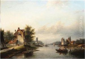 Coenrad , Canal Scene In Holland, Signed, Oil On Canvas, 65 X 93 Cm.; 25 1/2 X 36 1/2 In
