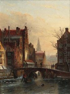 View Of The Grimburgwal On The Rokin, Amsterdam With The Zuiderkerkin The Distance