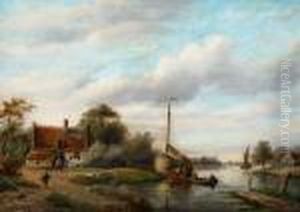 Dutch Landscape With A River by Jan Jacob Coenraad Spohler