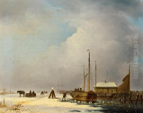 Hollandische Kanallandschaft Im Winter - view 1