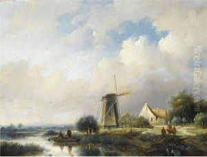 Fishermen Near A Windmill