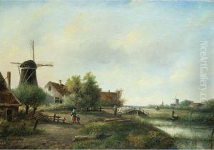 A Shepherd And His Flock In A Summer Landscape by Jan Jacob Coenraad Spohler