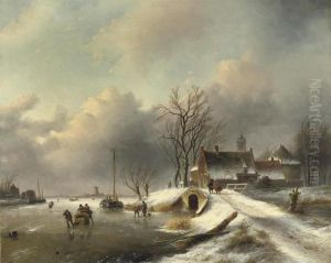 Crossing A Bridge Over A Frozen River