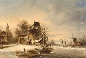 Village View In Winter Time