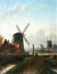Molens In Polderlandschap by Jan Jacob Coenraad Spohler
