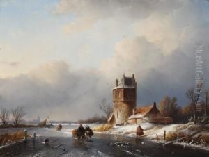 Winter Landscape With Ice Skaters