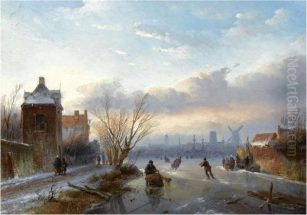 Skaters Near A 'koek En Zopie', A Dutch Town In The Distance - view 1