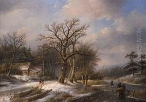 Winterlandschaft Mit Holzsammlern