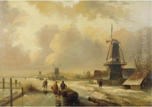 Skaters On A Frozen Canal