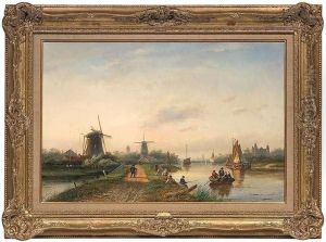 Dutch Canallandscape At Sunset Ligh