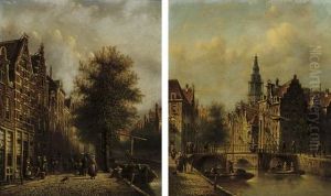 Before A Bridge In Haarlem; And A Busy Street By A Canal, Haarlem by Jan Jacob Coenraad Spohler