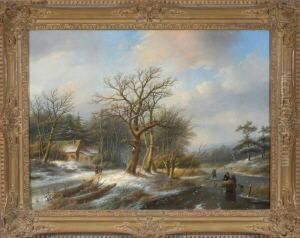 Winterlandschaft Mit Einigen
Holzsammlern Und Einem Eisfischer Am Waldrand Bei Einem Gehoft Am
Gefrorenen Bachlauf by Jan Jacob Coenraad Spohler